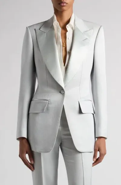 Tom Ford Wool & Silk Barathea Blazer In Ig052 Light Grey