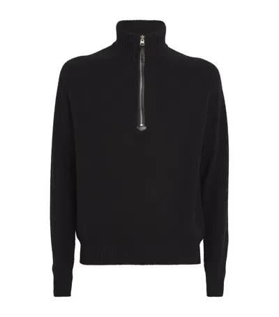 Tom Ford Wool-cashmere Half-zip Sweater In Black