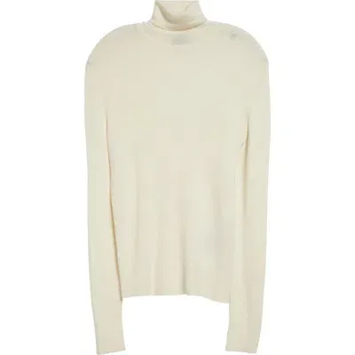 Tom Ford Wool, Silk & Cashmere Rib Turtleneck Sweater In Aw002 White