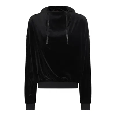 Tom Ford Zip Detailed Velvet Hoodie In Black