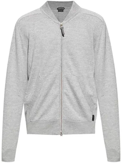 Tom Ford Zip-up Cardigan In Grey