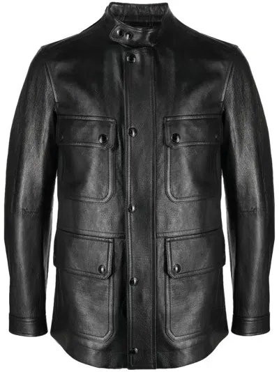 Tom Ford Zip-up Leather Jacket In Black