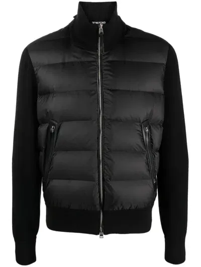 Tom Ford Nylon Padded Blouson Jacket In Black