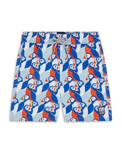 Tom & Teddy Boys' Puffin Swim Trunks - Little Kid, Big Kid In Blue  Red