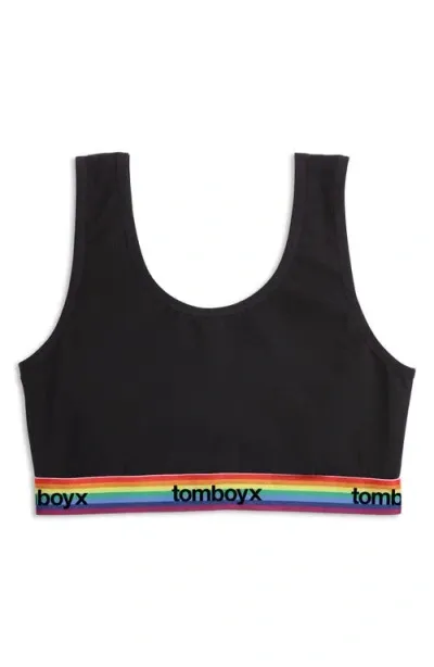 Tomboyx Essentials Soft Bra In Black Rainbow Logo