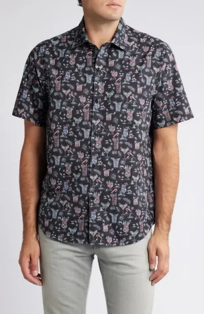 Tommy Bahama Bahama Coast Boozy Nights Islandzone® Short Sleeve Button-up Shirt In Night Cap