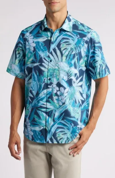 Tommy Bahama Bahama Coast Jungle Haven Islandzone® Short Sleeve Performance Button-up Shirt In Oceanfront