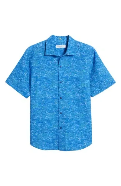 Tommy Bahama Bahama Coast Monte Rio Geo Islandzone® Short Sleeve Button-up Shirt In Cabo Blue