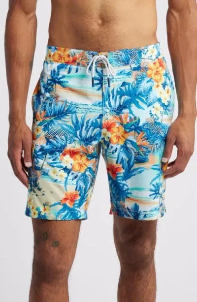 Tommy Bahama Baja Surfside Sounds Floral Swim Trunks In Kohala Tea