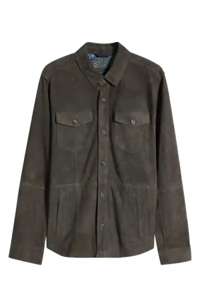 Tommy Bahama Boulder Ridge Suede Shirt Jacket In Fog Grey