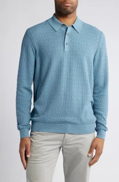 Tommy Bahama Capital Long Sleeve Polo Sweater In Deep Sea Teal