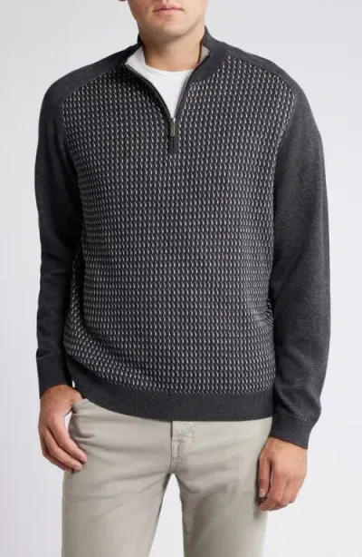 Tommy Bahama Coastal Shores Quarter Zip Sweater In Charcoal