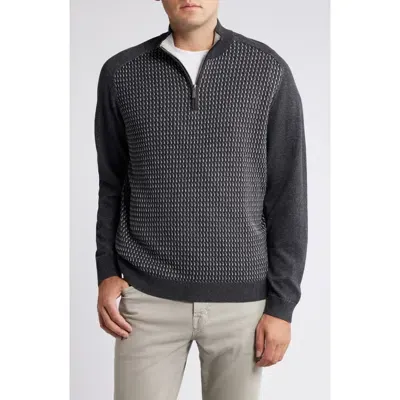 Tommy Bahama Coastal Shores Quarter Zip Sweater In Charcoal