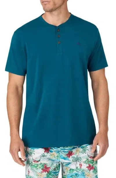 Tommy Bahama Cotton Blend Pajama Henley In Dark Teal