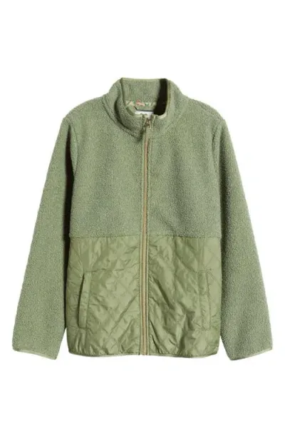 Tommy Bahama High Pile Fleece Mixed Media Quilted Jacket In Dusty Thyme