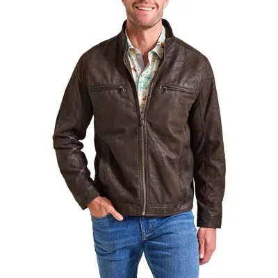 Tommy Bahama Highland Rocker Leather Jacket In Dark Brown