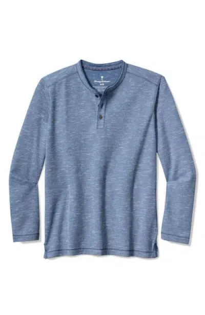 Tommy Bahama Morro Beach Long Sleeve Waffle Henley In Dockside Blue