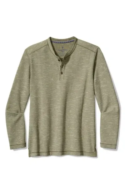 Tommy Bahama Morro Beach Long Sleeve Waffle Henley In Tea Leaf