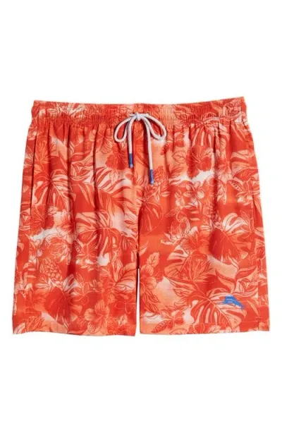 Tommy Bahama Naples Ocean Escape Swim Trunks In Orange Candy