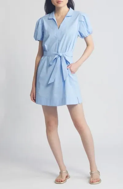 Tommy Bahama Nova Wave Puff Sleeve Tie Belt Shirtdress In Light Sky