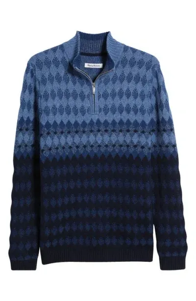 Tommy Bahama Ombré Argyle Half Zip Sweater In Navy