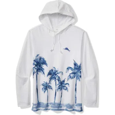 Tommy Bahama Palm Break Lux Hooded Long Sleeve Shirt In White