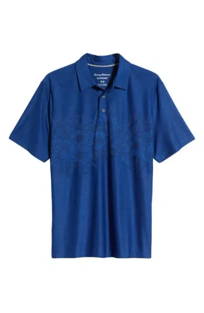 Tommy Bahama Palm Coast Hibiscus Border Recycled Polyester Polo In Kingdom Blue