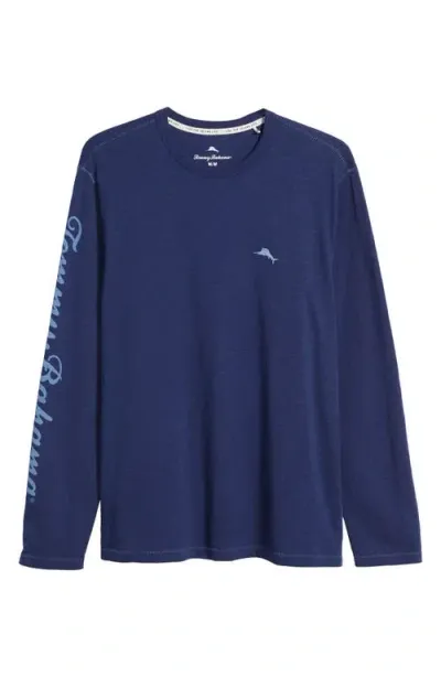 Tommy Bahama Palms Lux Long Sleeve Organic Cotton Graphic T-shirt In Island Navy