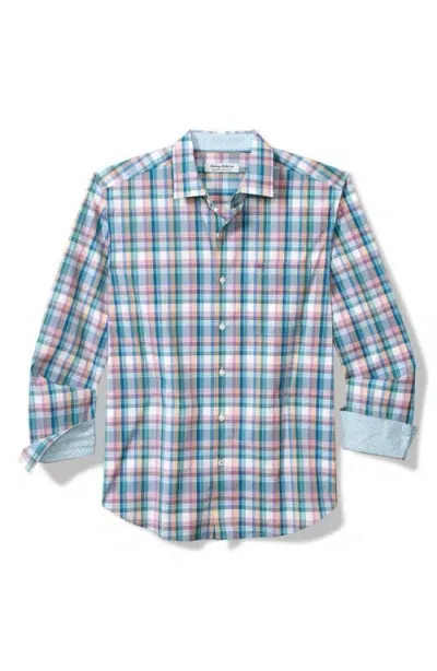 Tommy Bahama Sarasota Los Reyes Plaid Performance Button-up Shirt In Eclipse