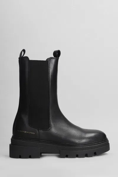 Tommy Hilfiger Front Zip-fastening Ankle Boots In Black