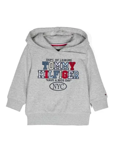 Tommy Hilfiger Junior Babies' Logo-embroidered Hoodie In Grey