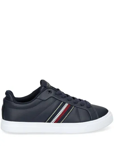 Tommy Hilfiger Leather Sneakers In Blue