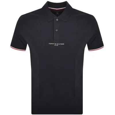 Tommy Hilfiger Logo Tipped Polo T Shirt Navy