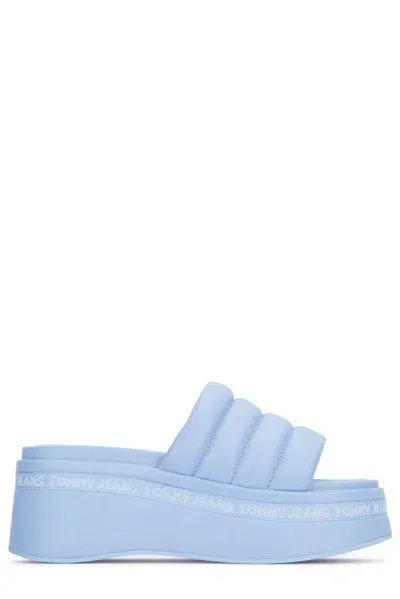 Tommy Hilfiger Logo Wedge Platform Sandals In Blue