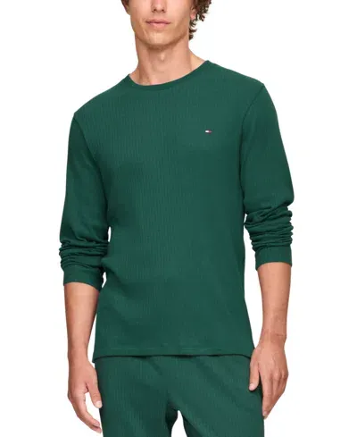 Tommy Hilfiger Men's Ribbed Long-sleeve Pajama Shirt In Spruce