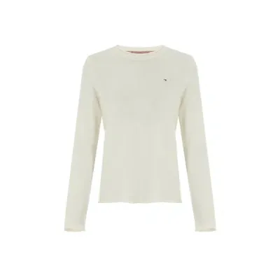 Tommy Hilfiger Round-neck Wool Jumper In Yellow Cream