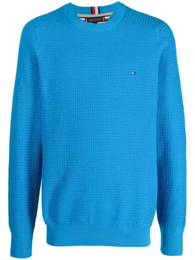 Tommy Hilfiger Waffle-knit Cotton Jumper In Blau