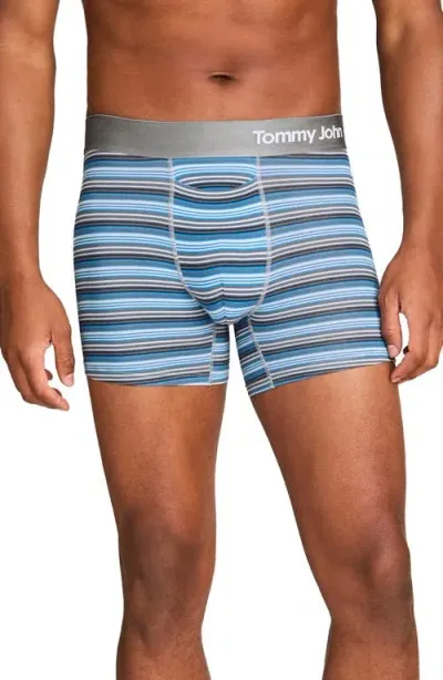 Tommy John 2-pack Cool Cotton 4-inch Boxer Briefs In Micro Chip Stripe/black