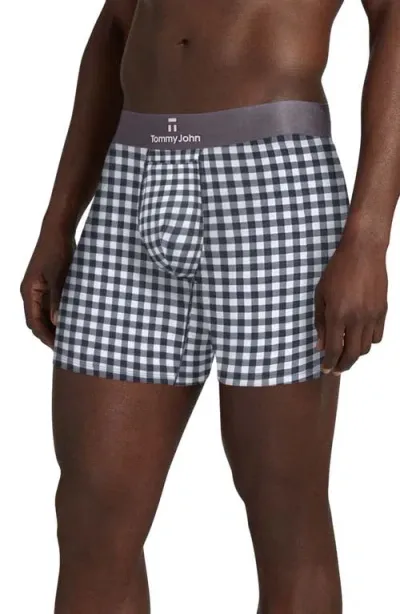 Tommy John 2-pack Second Skin 6-inch Boxer Briefs In Grey Harvest Gingham/black