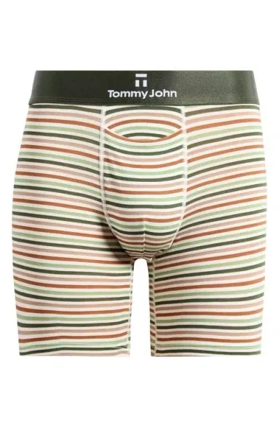 Tommy John Second Skin 6-inch Boxer Briefs In Beige Globe Stripe