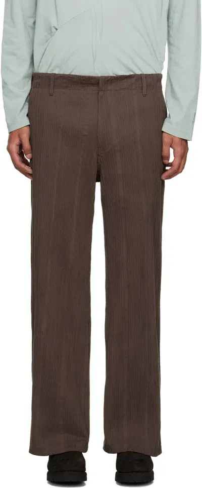 Tondolo Brown Twill Trousers In Wren