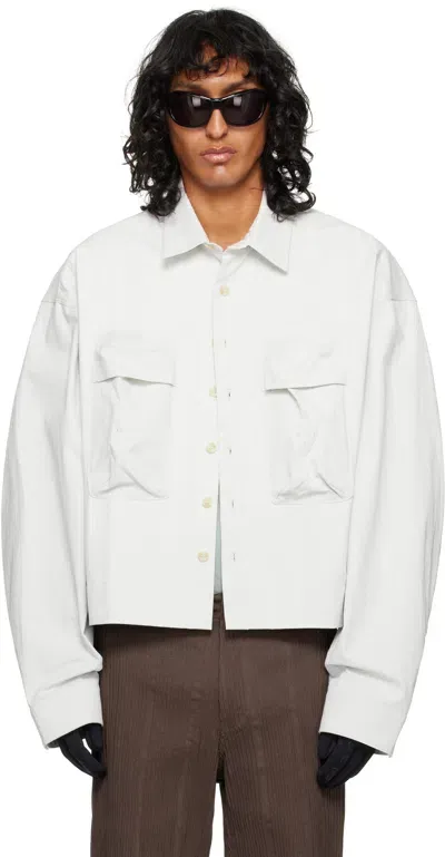 Tondolo Gray Embroidery Overshirt In Coconut Milk