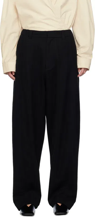 Toogood Black 'the Hiker' Trousers In Fluid Wool Flint