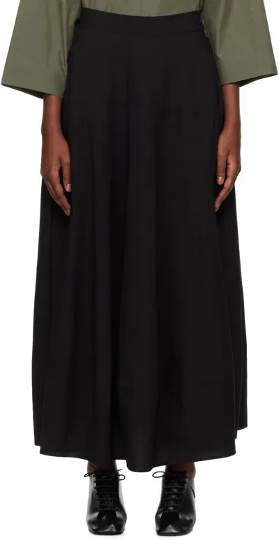 Toogood Black 'the Parachutist' Midi Skirt In Fine Cotton Flint