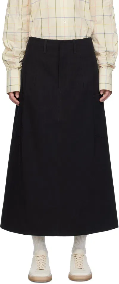 Toogood Black 'the Scout' Maxi Skirt In Strong Cotton Flint