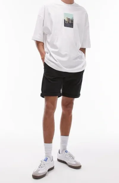 Topman Skinny Chino Shorts In Black