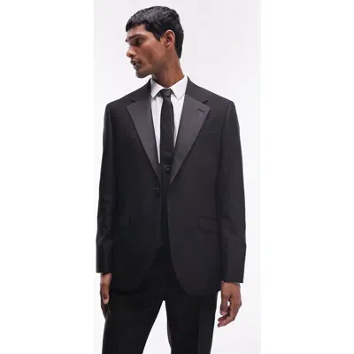 Topman Skinny Tuxedo Jacket In Black