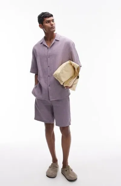 Topman Washed Drawstring Cotton Shorts In Lilac