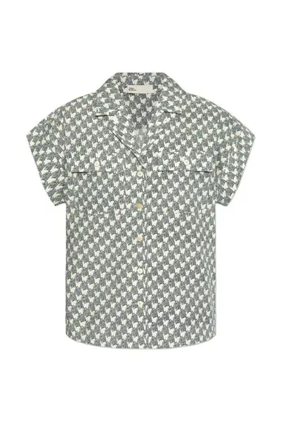 Tory Burch Allover Printed Poplin Camp Shirt In Multi