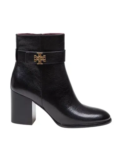 Tory Burch T-lock Heeled Leather Ankle Boots In Black